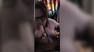 Chubby Trans Girl First Blowjob (Dildo)