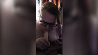 Chubby Trans Girl First Blowjob (Dildo)