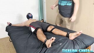 Dom Matt restrained sub Carter Waters and tickles him hard