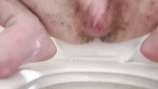 Masterbating and squirting into the toilet