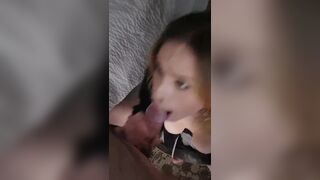 Trans babe gets face fucked and a facial