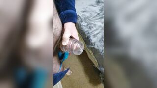 Hung bear in bath robe moans and cums in a Fleshlight