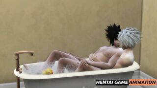 Sasuke et Kakashi baisent sauvagement dans la salle de bain à cru | Chaud Hentai Gay Yaoi | Porno HD