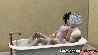 Sasuke et Kakashi baisent sauvagement dans la salle de bain à cru | Chaud Hentai Gay Yaoi | Porno HD