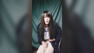 Japanese crossdresser teasing