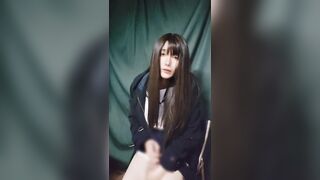 Japanese crossdresser teasing