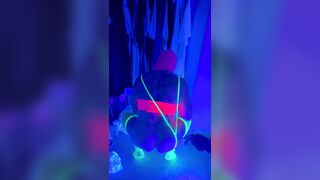 Neon rave party by myself. Blacklight anal fun with toys while rolling on molly