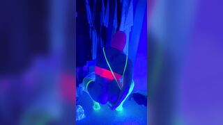 Neon rave party by myself. Blacklight anal fun with toys while rolling on molly