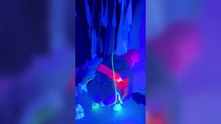 Neon rave party by myself. Blacklight anal fun with toys while rolling on molly