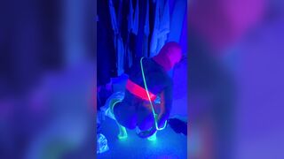 Neon rave party by myself. Blacklight anal fun with toys while rolling on molly