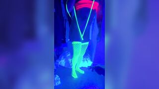 Neon rave party by myself. Blacklight anal fun with toys while rolling on molly