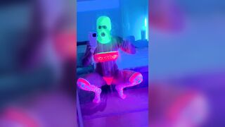 Neon rave party by myself. Blacklight anal fun with toys while rolling on molly