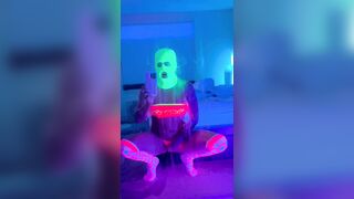 Neon rave party by myself. Blacklight anal fun with toys while rolling on molly