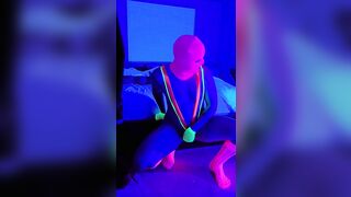 Neon rave party by myself. Blacklight anal fun with toys while rolling on molly