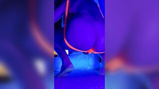 Neon rave party by myself. Blacklight anal fun with toys while rolling on molly