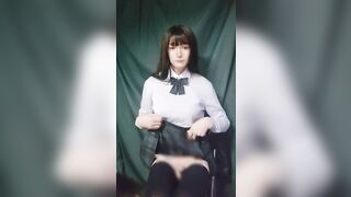 男の娘オナニー Japanese crossdresser teasing