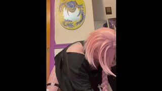 Astolfo sluts himself off to wall mounded dildo