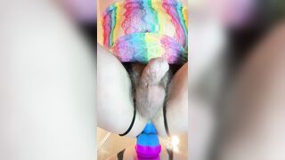 First Time Riding A Rainbow Dildo Fucking My Ass Until I Cum