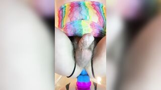 First Time Riding A Rainbow Dildo Fucking My Ass Until I Cum