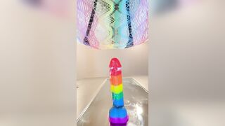 First Time Riding A Rainbow Dildo Fucking My Ass Until I Cum