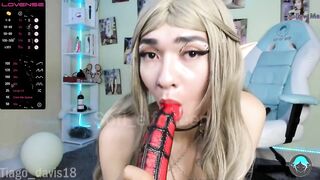 BJ submissive blonde fucking her mouth with spider dildo 07:26