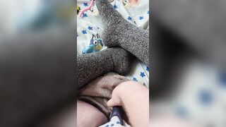 Panty bulge cumming with vibrator