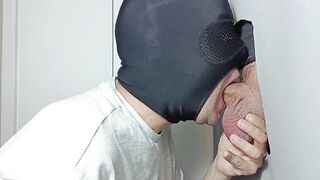 Male with cut cock eager for a good blowjob returns to gloryhole to fill my mouth with milk.