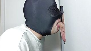 Male with cut cock eager for a good blowjob returns to gloryhole to fill my mouth with milk.