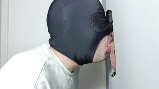 Male with cut cock eager for a good blowjob returns to gloryhole to fill my mouth with milk.