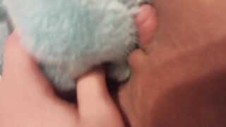 Teddy bear rubbing FTM transgender big clit