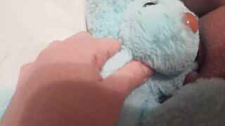 Teddy bear rubbing FTM transgender big clit