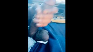 Stroking my cock in the car while on break