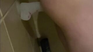 Riding my dildo in the shower then cumming on it