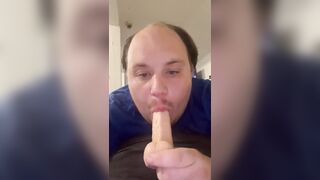 Dad-bod Deep Throats a Dildo (HOT!)