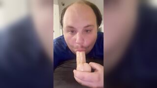 Dad-bod Deep Throats a Dildo (HOT!)