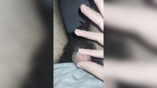 Pushing my cock to have cum dripping