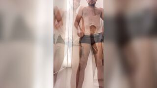 Jerking off and cumming in fitting room