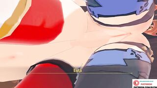 Futanari Eula Enjoy Hard Fucking Amber On Table | Exclusive Futa Hentai Genshin Impact 4k 60fps