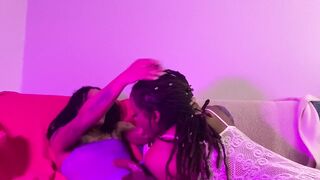 New Ebony Pornstar Exotica Divine Deepthroats Tgirl Kimora Creams on the couch