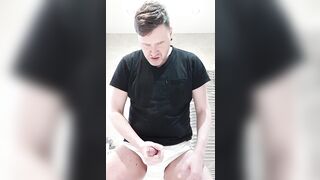 Daddy in tighty whities has a new years wank. Cock pulled through y-fronts and cums.