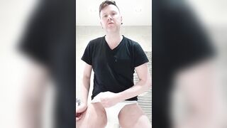 Daddy in tighty whities has a new years wank. Cock pulled through y-fronts and cums.