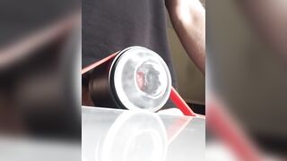 Vibration fleshlight fuck and cumshot slow motion