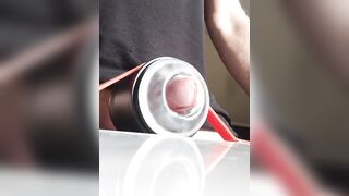 Vibration fleshlight fuck and cumshot slow motion