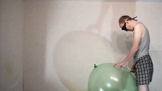 Blowing up Balloon and cum in it