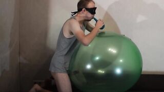 Blowing up Balloon and cum in it