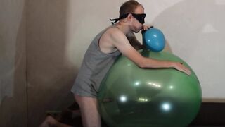 Blowing up Balloon and cum in it