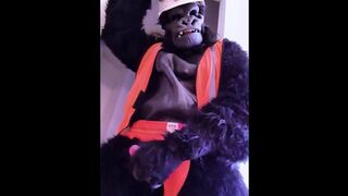 furry Gorilla in construction gear jerks off