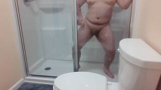 Chubby Boy Cums In Shower