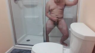 Chubby Boy Cums In Shower