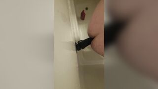 Femboy takes 10" cock balls deep while cum drips on camera